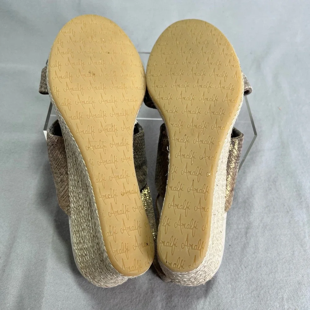 Amalfi by Rangoni Laerte Wedge Gold Metallic Animal Print Knot Espadrille 10WIDE